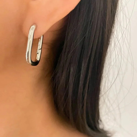 925 Sterling Silver Chunky Hoop Earrings Thick Large Huggie Earrings - Picture 4 of 9